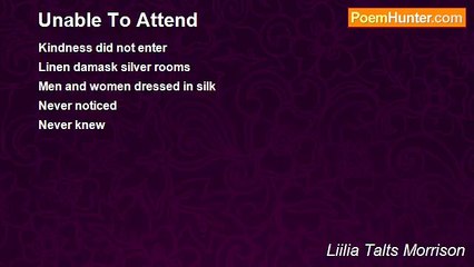 Liilia Talts Morrison - Unable To Attend