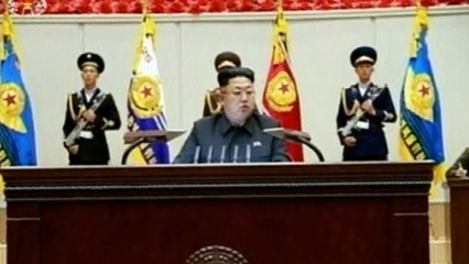 Kim Jong-un pictured without his walking stick