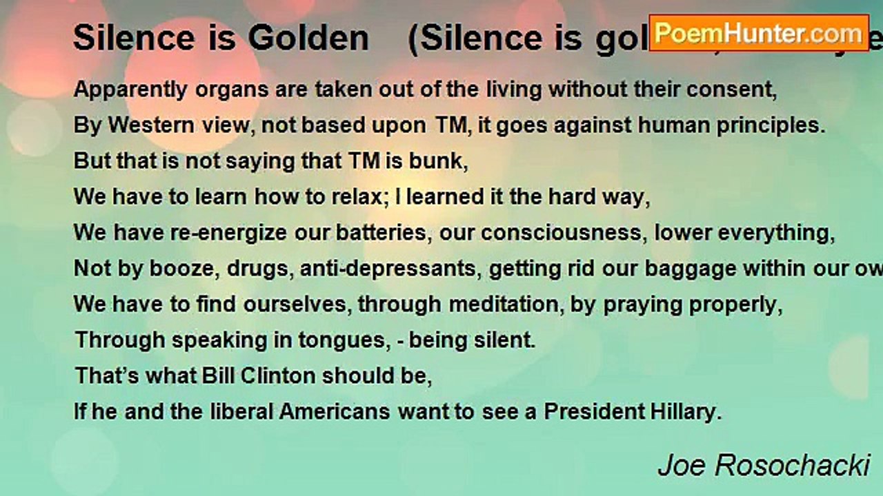 Joe Rosochacki - Silence is Golden   (Silence i...