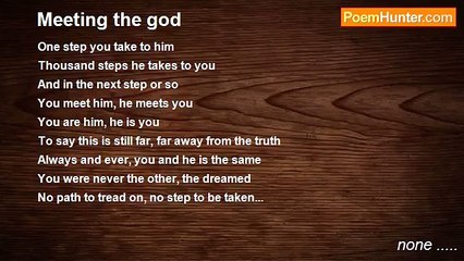 none ..... - Meeting the god
