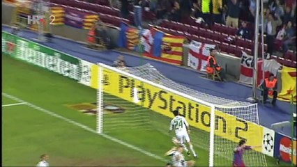 Barcelona - Panathinaikos 5-0, Messi - first goal in CL, 02.11.2005. HD
