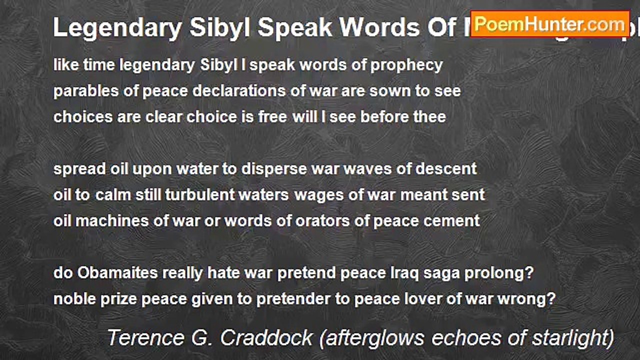 Terence G. Craddock (afterglows echoes of starlight) - Legendary Sibyl Speak Words Of Mist Fog Prophecy
