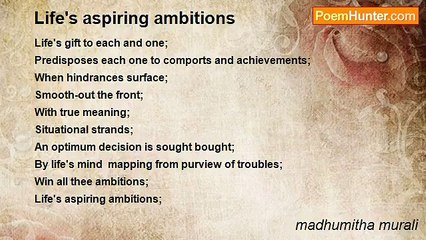 madhumitha murali - Life's aspiring ambitions