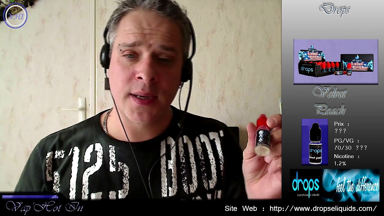 VapHotIn - Test Liquide # 35 - Drops - RedVelvetPeach - AmericanLuxury - CoffeeClub - ManiacMint