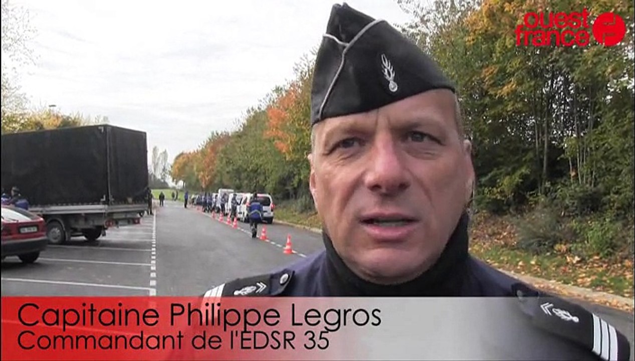 Impressionnant contrôle de gendarmerie sur l'aire du Hill à l'entrée de Rennes