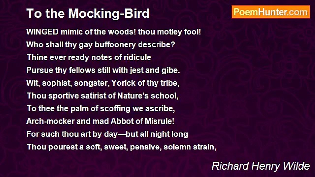Richard Henry Wilde - To the Mocking-Bird