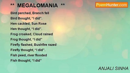 ANJALI SINHA - **  MEGALOMANIA  **