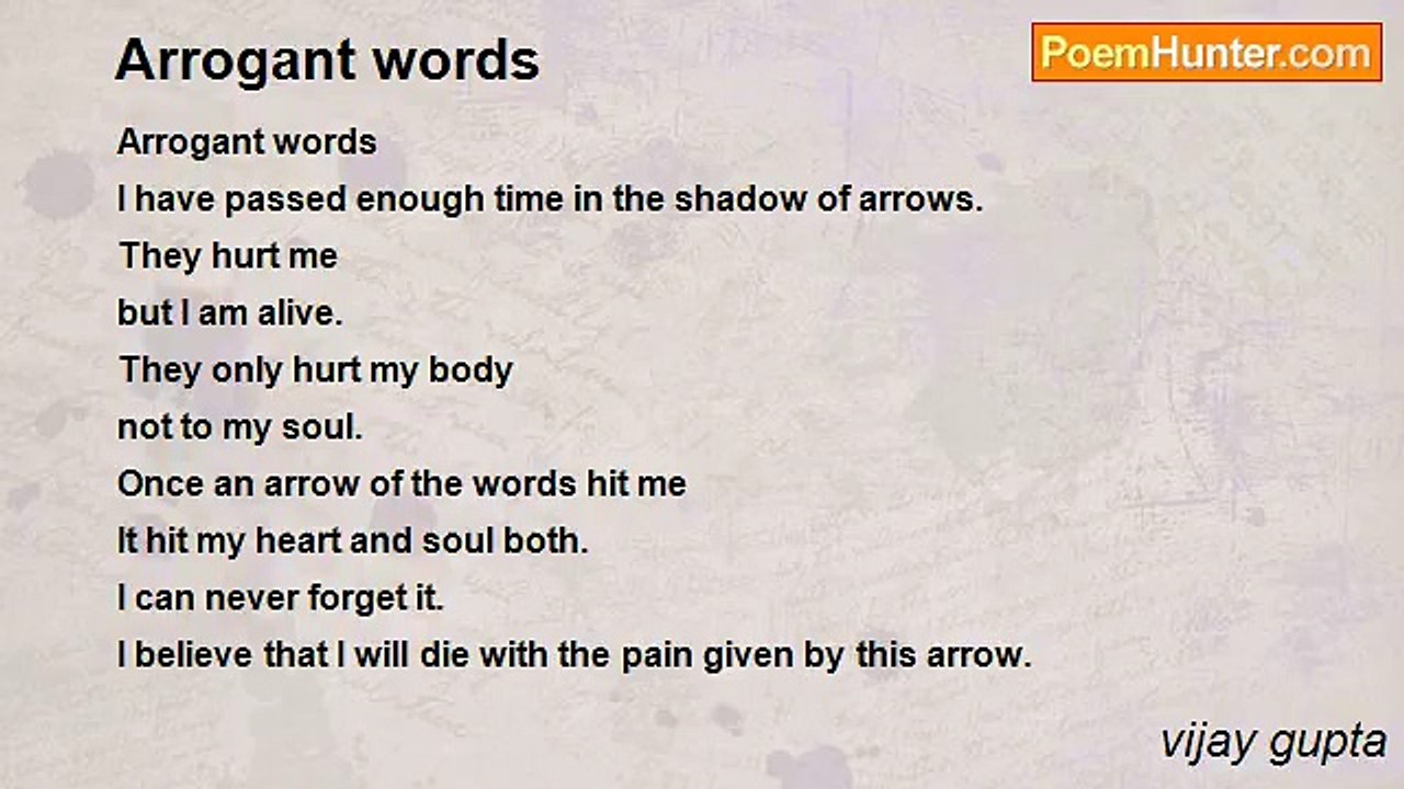 vijay gupta - Arrogant words