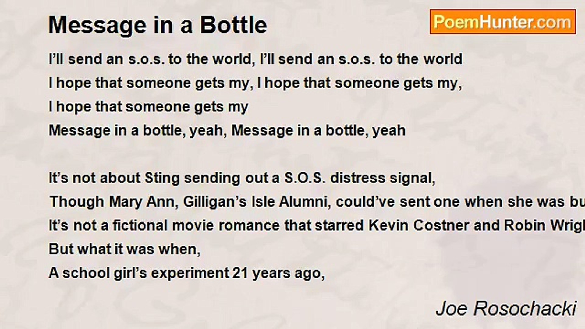 ⁣Joe Rosochacki - Message in a Bottle