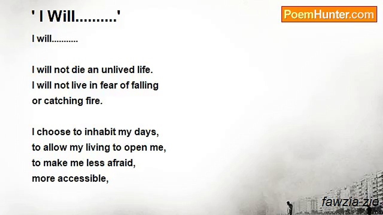 fawzia zie - ' I Will..........'