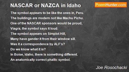 Joe Rosochacki - NASCAR or NAZCA in Idaho