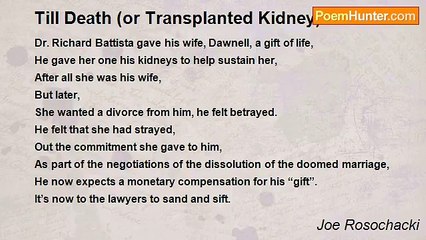 Joe Rosochacki - Till Death (or Transplanted Kidney)  Do Us Part