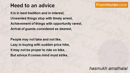 hasmukh amathalal - Heed to an advice