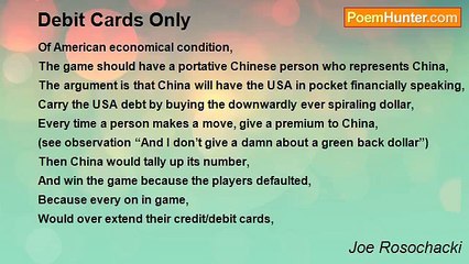 Joe Rosochacki - Debit Cards Only