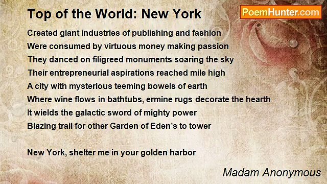 Madam Anonymous - Top of the World: New York