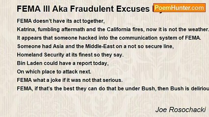 Joe Rosochacki - FEMA III Aka Fraudulent Excuses My Ass