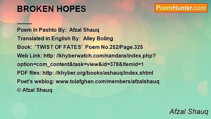 Afzal Shauq - BROKEN HOPES