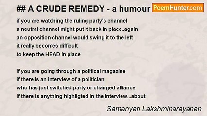 Samanyan Lakshminarayanan - ## A CRUDE REMEDY - a humour