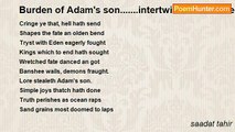 saadat tahir - Burden of Adam's son.......intertwined life & fate