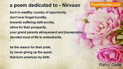 Rahul Gade - a poem dedicated to - Nirvaan
