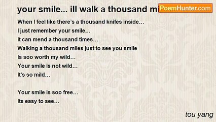 tou yang - your smile... ill walk a thousand miles...