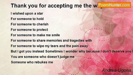 Andrea Ugona - Thank you for accepting me the way I am