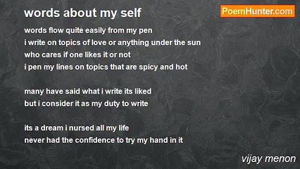 vijay menon - words about my self