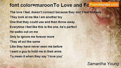 Samantha Young - font color=maroonTo Love and Forget