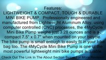 Mini Bike Pump from 4MyCycle� - Portable & Lightweight with Frame Mounting Kit - Deluxe Black CNC Aluminum Alloy - High Pressure Compact Micro Air Pump for Mountain, Hybrid & BMX Bicycle Tires - Presta & Schrader Compatible