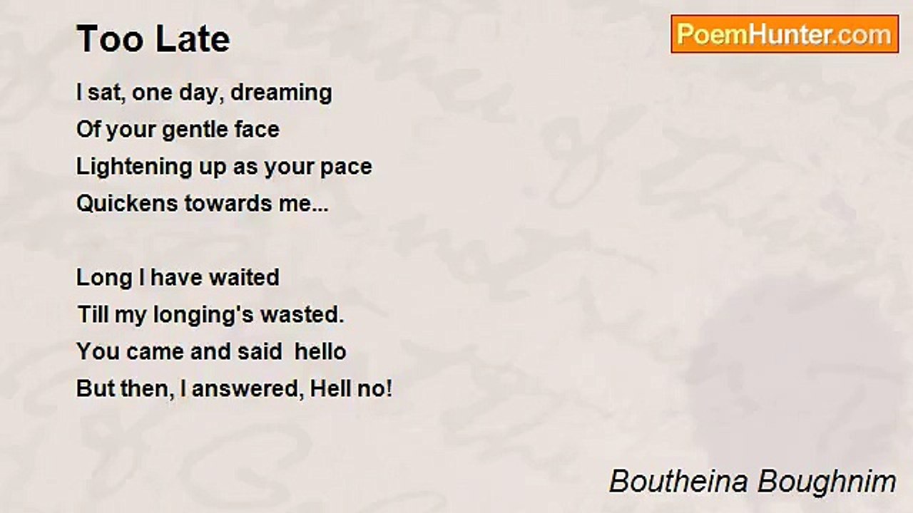 Boutheina Boughnim - Too Late