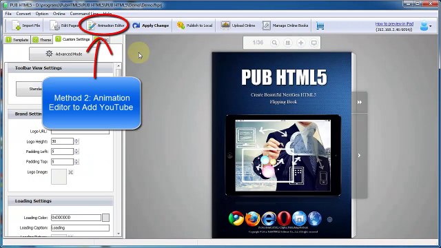 How to embed online YouTube video to my self-publishing page flipping eBook?