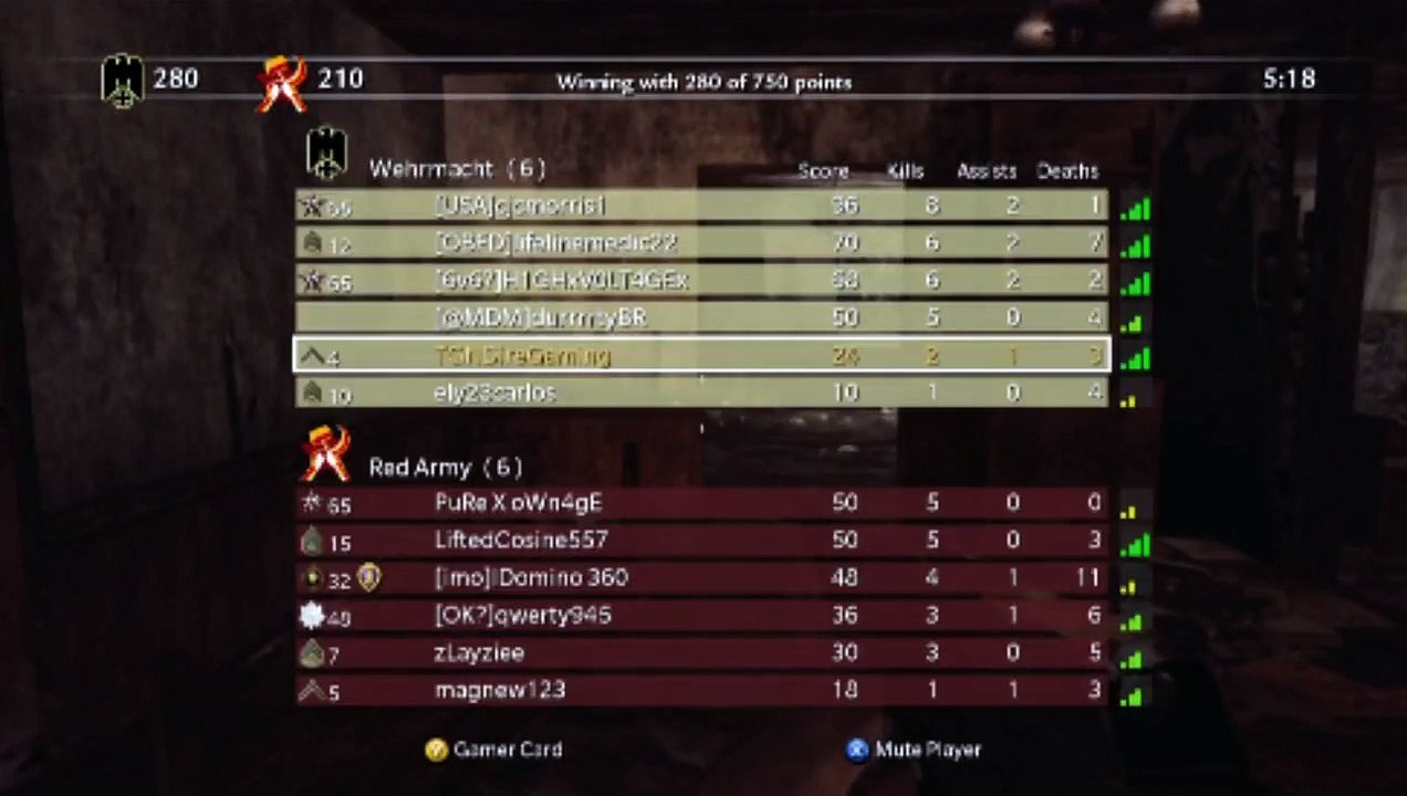 Call Of Duty World At War (COD WAW) Ranked Xbox Live Team Death Match Part