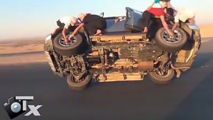 Amazing Arab Car Drive on two wheel
