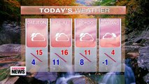 Chilly autumn weather forecast throughout the day