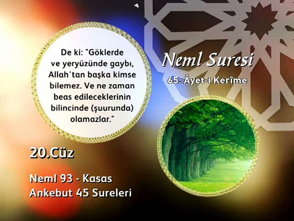 20. cüz 1. bölüm Kur'an-ı Kerim Hatim ve Meal okyay dernegi