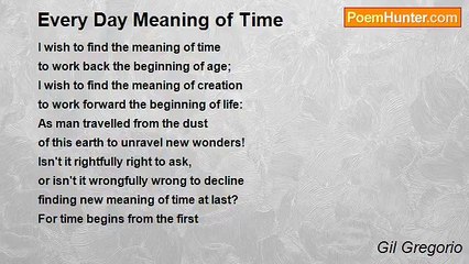 Gil Gregorio - Every Day Meaning of Time