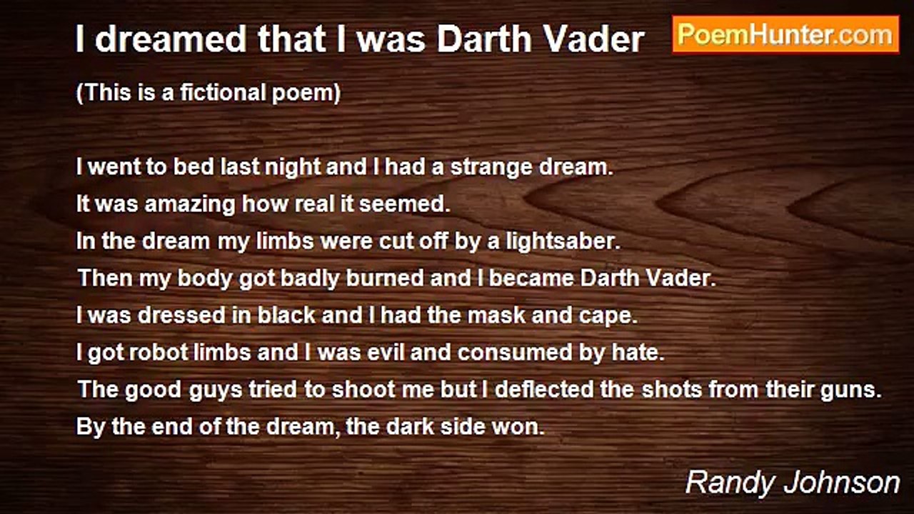Randy Johnson - I dreamed that I was Darth Vader
