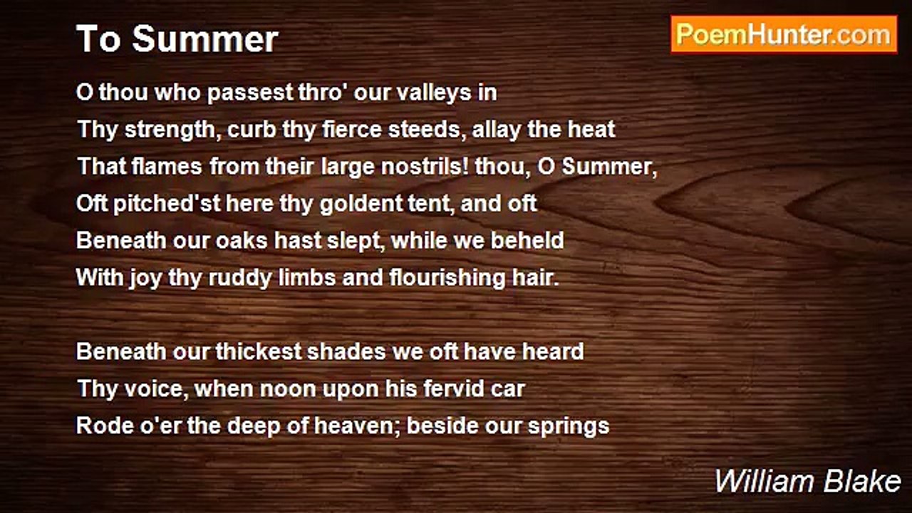 William Blake - To Summer