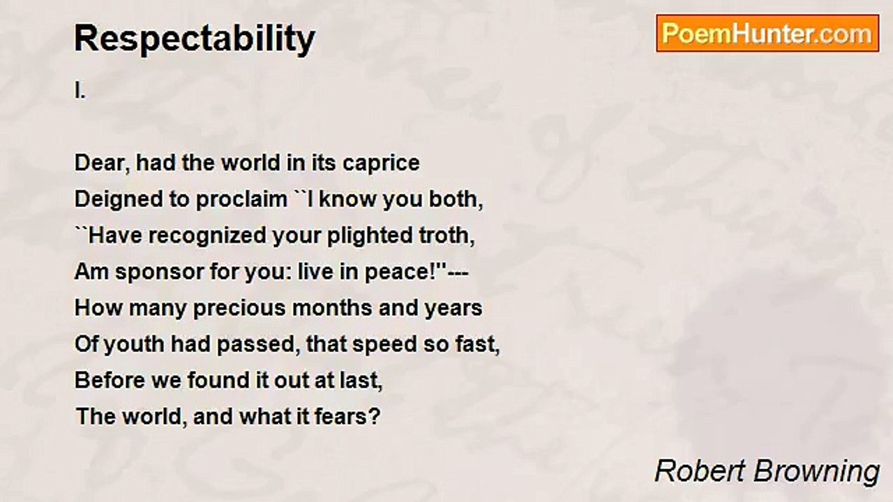 Robert Browning - Respectability