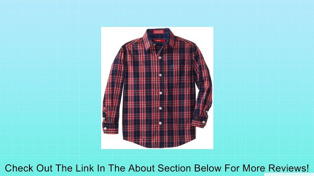 Izod Little Boys' Long Sleeve Plaid Woven Shirt, Tango, Small Review