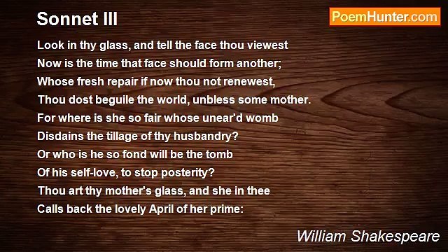 William Shakespeare - Sonnet III