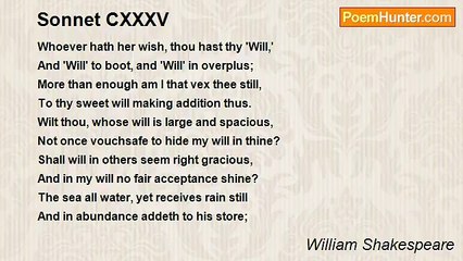 William Shakespeare - Sonnet CXXXV