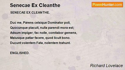 Richard Lovelace - Senecae Ex Cleanthe