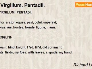 Richard Lovelace - In Virgilium. Pentadii.