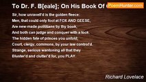 Richard Lovelace - To Dr. F. B[eale]; On His Book Of Chesse.