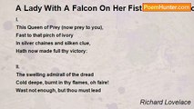 Richard Lovelace - A Lady With A Falcon On Her Fist. To The Honourable My Cousin A[nne] L[ovelace]