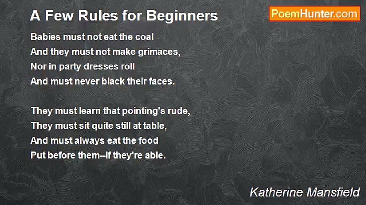 Katherine Mansfield - A Few Rules for Beginners