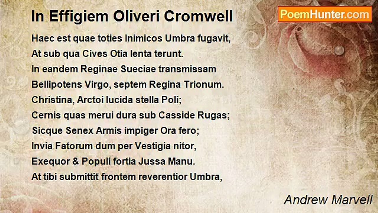 Andrew Marvell - In Effigiem Oliveri Cromwell