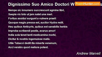 Andrew Marvell - Dignissimo Suo Amico Doctori Wittie. De Translatione Vulgi Errorum D. Primrosii.