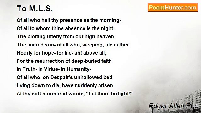 Edgar Allan Poe - To M.L.S.
